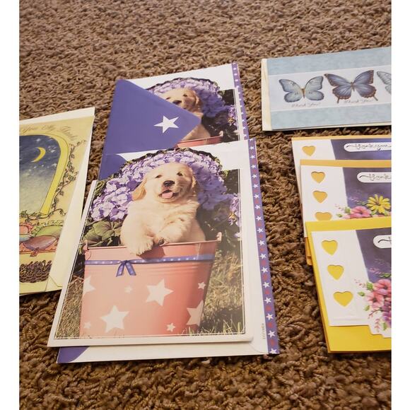 Thank You Greeting Cards Set of 7 Appreciation Cards Puppy, Butterfly, Floral - Picture 4 of 9